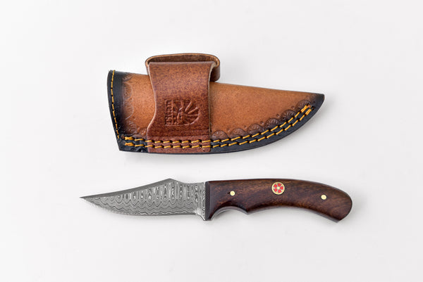Damascus Steel Skinner Knife,Rosewood Grip by Titan Td-177