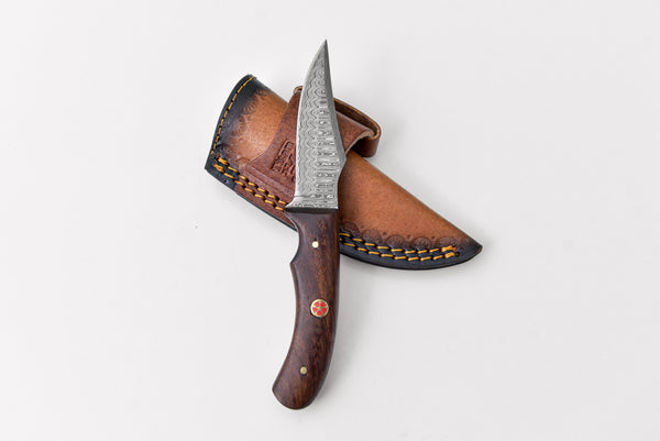 Damascus Steel Skinner Knife,Rosewood Grip by Titan Td-177