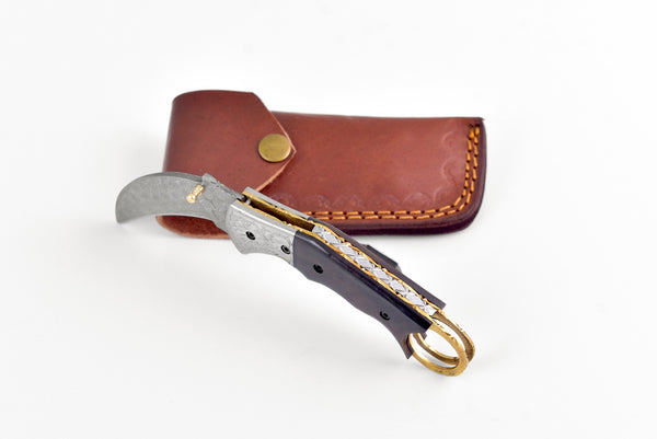 Damascus Steel Custom EDC Utility Folding Knife by Titan International