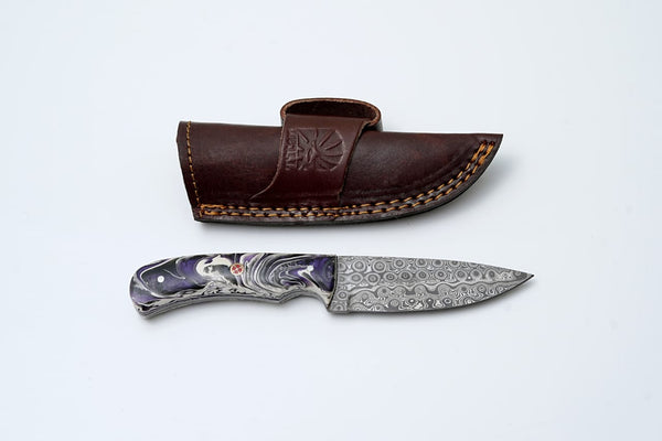 Damascus Steel EDC Knife by Titan TD-702 Midnight Prism