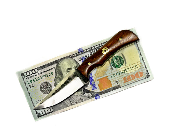 E3 Carbon 1080 neck knife with forged scales, MINI /ROSEWOOD GRIP BY TITAN TC-003