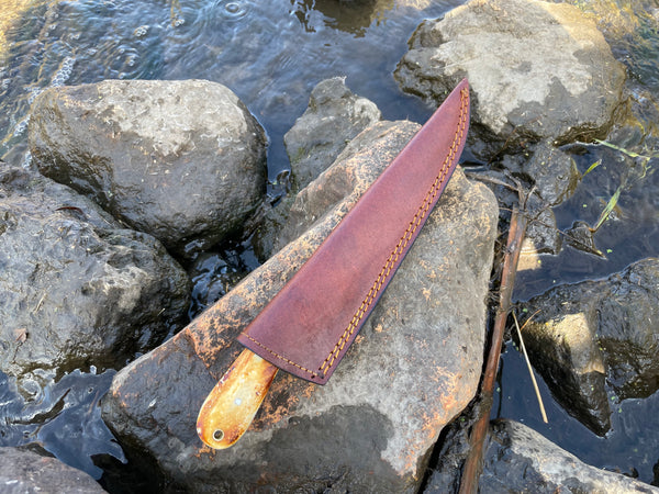 Bonning and flaying knife with High Carbon Ladder Damascus TK-034