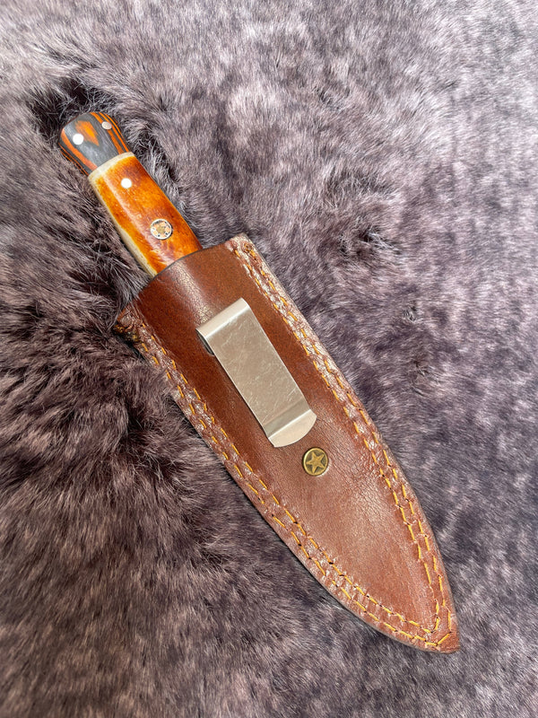 Arrival TD-317 Burnt Bone Damascus Boot Style Blade