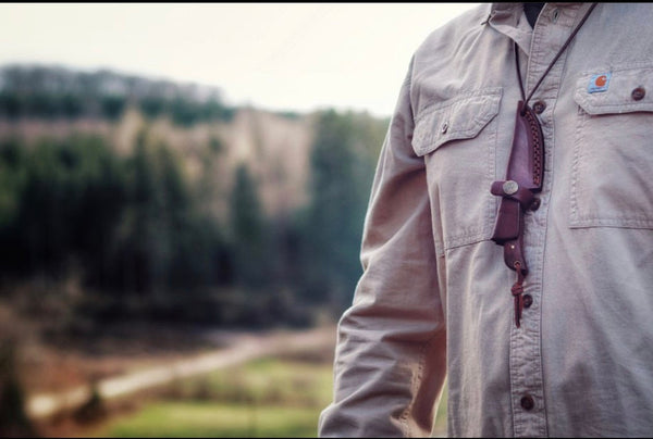 E3 Carbon 1080 neck knife with forged scales, MINI /ROSEWOOD GRIP BY TITAN TC-003