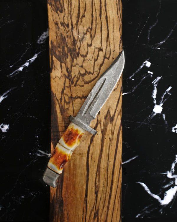 Damascus Hunting Knife Full Tang with Damascus Hilt Custom Titan Hunter TD-216