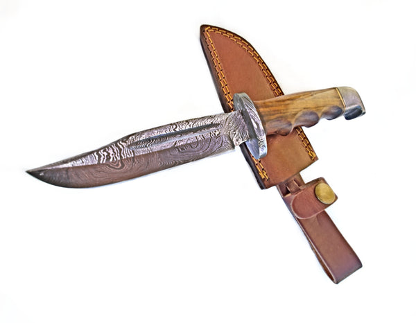 Damascus Hunting Knife Full Tang with Damascus Hilt Custom Titan Hunter TD-216
