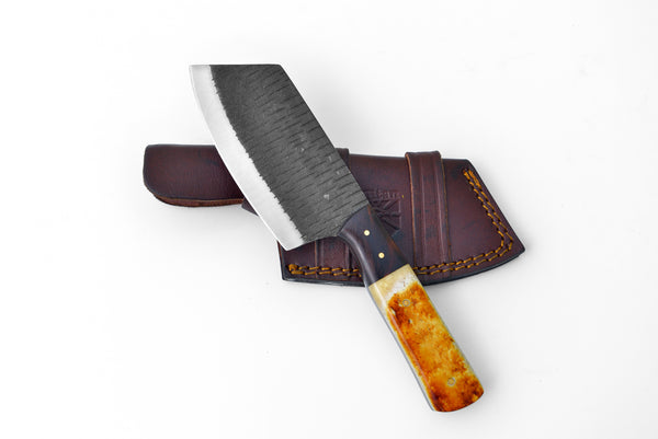 Handmade Carbon Steel Cleaver for Kitchen & Outdoor use by Titan International Knives TC-038