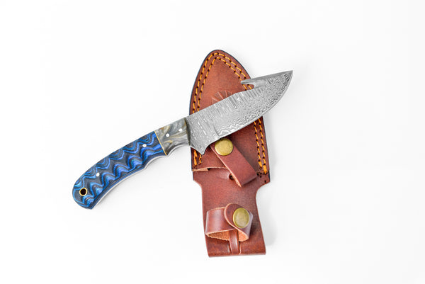 Damascus Steel Hunting Gut-hook & Skinning Knife TK-112