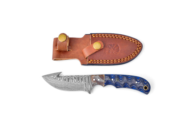 Damascus Steel Hunting Gut-hook & Skinning Knife TK-112