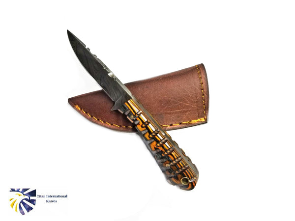 Neck style Damascus knife by Titan TD-208