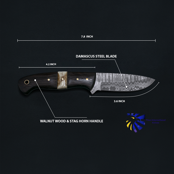 Damascus Steel Custom EDC/Hunting Knife TK-019