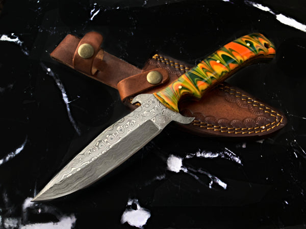Titan International Damascus Knife Acrylic Handle TD-71