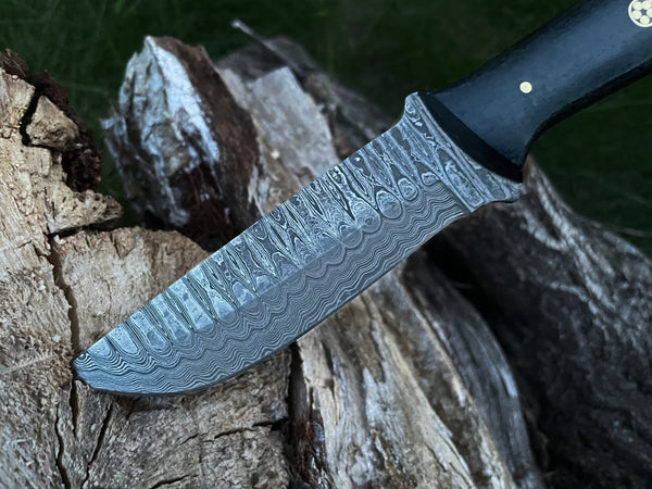 Custom Handmade Forged Damascus Steel Brush-craft blade with C-Fiber Scales TK-012