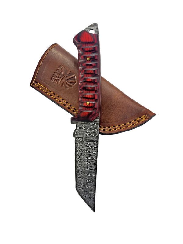 A 2. Titan Diver - Damascus steel/ Tanto point/ EDC / Tactical blade/ cherry wood TD-275