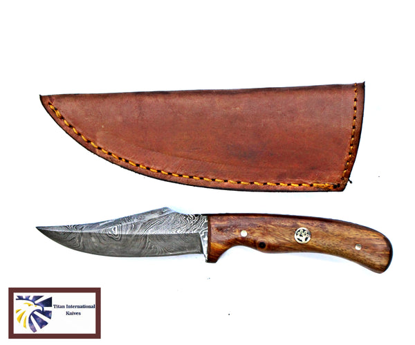 Damascus Steel Skinner Knife,Rosewood Grip by Titan Td-177