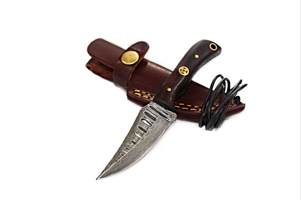 Damascus Steel Skinner Knife, Rosewood Grip BY TITAN TD-178