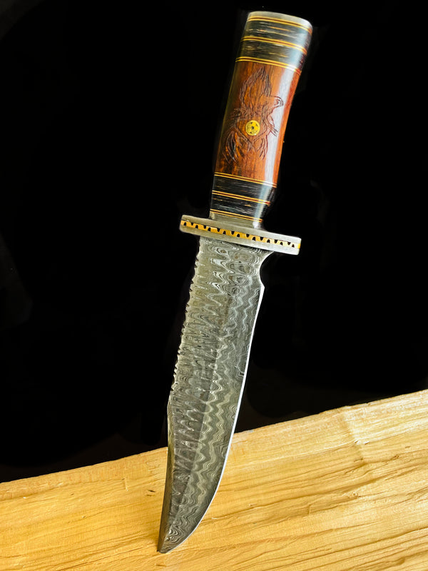 Bowie Blade Damascus Steel Western Hunting Bowie TD-701