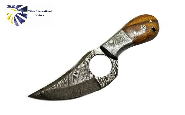 Damascus Knife, Skinner Knife, Hand forged by Titan TD-201