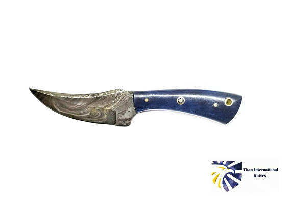 Damascus Steel Skinner Knife, Dyed Bone Grip by Titan TD-225
