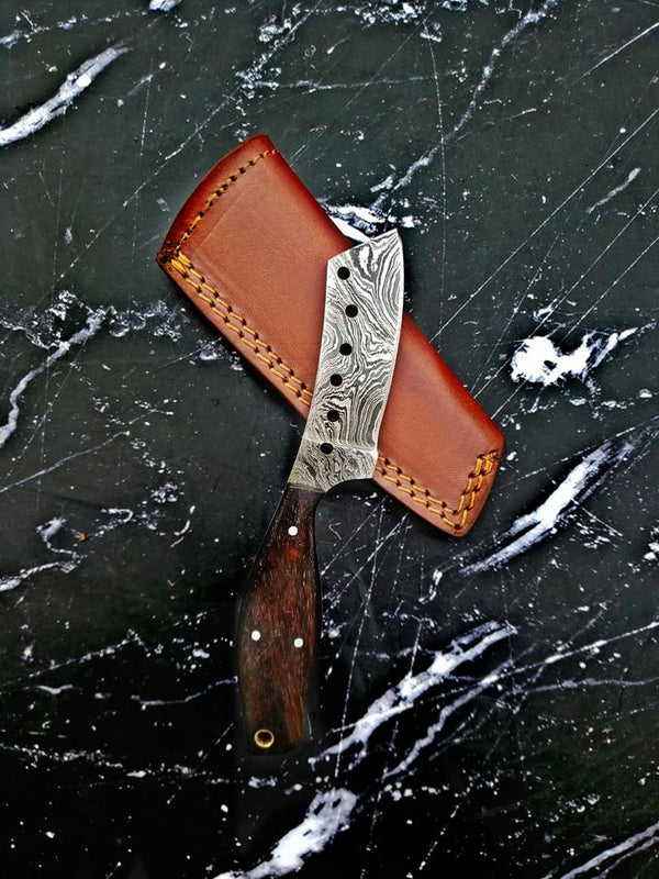 Mavado Damascus Cleaver Blade Knife 6.5 Inches Long 3.5 Inches Blade 8 Ounce Damascus Knife Hand Made Titan International Knives TD-234