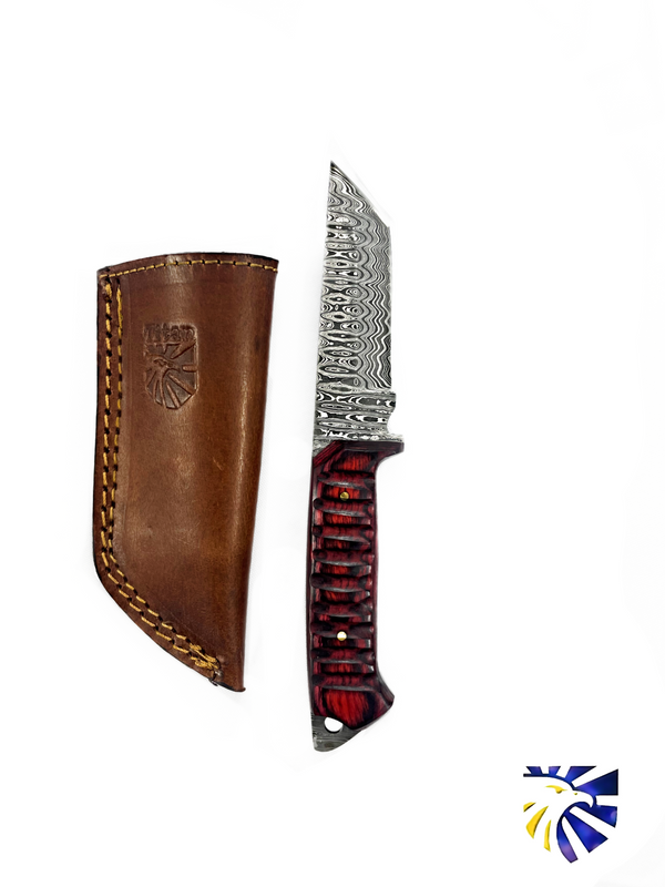 A 2. Titan Diver - Damascus steel/ Tanto point/ EDC / Tactical blade/ cherry wood TD-275